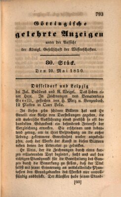 Göttingische gelehrte Anzeigen (Göttingische Zeitungen von gelehrten Sachen) Montag 20. Mai 1850