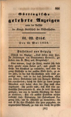 Göttingische gelehrte Anzeigen (Göttingische Zeitungen von gelehrten Sachen) Donnerstag 23. Mai 1850