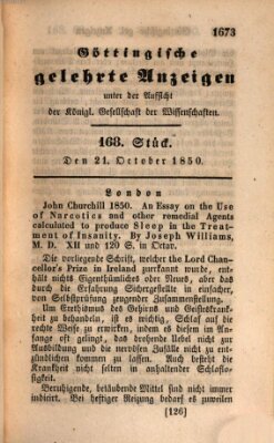 Göttingische gelehrte Anzeigen (Göttingische Zeitungen von gelehrten Sachen) Montag 21. Oktober 1850