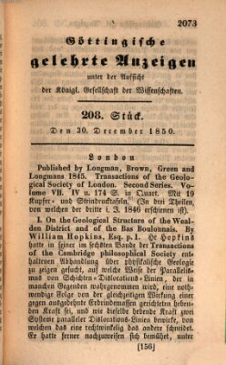 Göttingische gelehrte Anzeigen (Göttingische Zeitungen von gelehrten Sachen) Montag 30. Dezember 1850