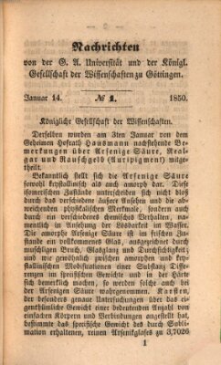 Göttingische gelehrte Anzeigen (Göttingische Zeitungen von gelehrten Sachen) Montag 14. Januar 1850