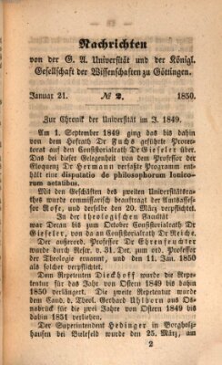 Göttingische gelehrte Anzeigen (Göttingische Zeitungen von gelehrten Sachen) Montag 21. Januar 1850