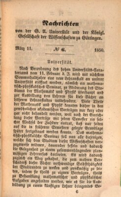 Göttingische gelehrte Anzeigen (Göttingische Zeitungen von gelehrten Sachen) Montag 11. März 1850