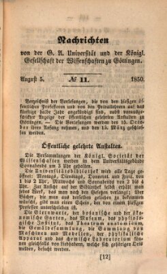 Göttingische gelehrte Anzeigen (Göttingische Zeitungen von gelehrten Sachen) Montag 5. August 1850