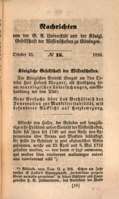 Göttingische gelehrte Anzeigen (Göttingische Zeitungen von gelehrten Sachen) Montag 21. Oktober 1850