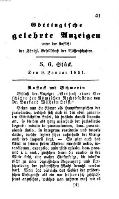 Göttingische gelehrte Anzeigen (Göttingische Zeitungen von gelehrten Sachen) Donnerstag 9. Januar 1851