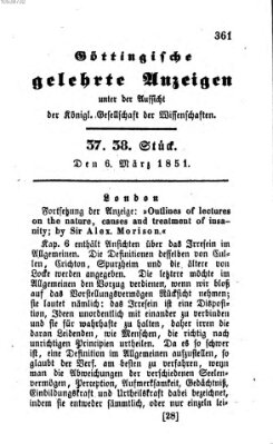 Göttingische gelehrte Anzeigen (Göttingische Zeitungen von gelehrten Sachen) Donnerstag 6. März 1851