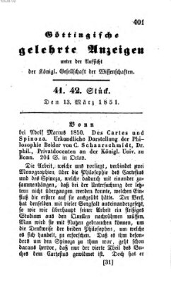 Göttingische gelehrte Anzeigen (Göttingische Zeitungen von gelehrten Sachen) Donnerstag 13. März 1851