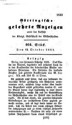 Göttingische gelehrte Anzeigen (Göttingische Zeitungen von gelehrten Sachen) Montag 13. Oktober 1851