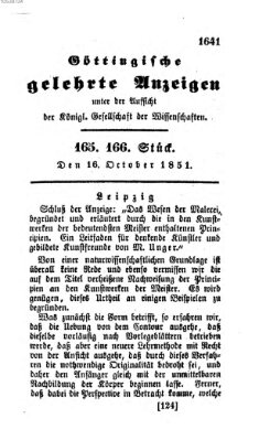 Göttingische gelehrte Anzeigen (Göttingische Zeitungen von gelehrten Sachen) Donnerstag 16. Oktober 1851