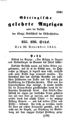 Göttingische gelehrte Anzeigen (Göttingische Zeitungen von gelehrten Sachen) Donnerstag 20. November 1851