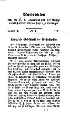 Göttingische gelehrte Anzeigen (Göttingische Zeitungen von gelehrten Sachen) Donnerstag 2. Januar 1851