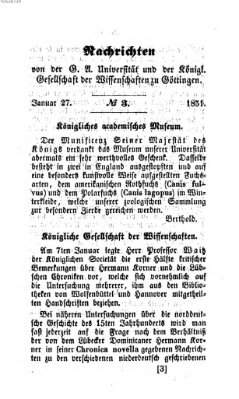 Göttingische gelehrte Anzeigen (Göttingische Zeitungen von gelehrten Sachen) Montag 27. Januar 1851