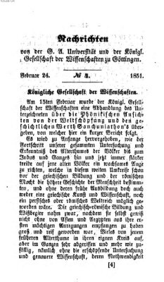 Göttingische gelehrte Anzeigen (Göttingische Zeitungen von gelehrten Sachen) Montag 24. Februar 1851