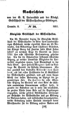 Göttingische gelehrte Anzeigen (Göttingische Zeitungen von gelehrten Sachen) Montag 8. Dezember 1851