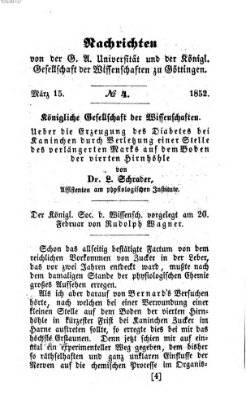 Göttingische gelehrte Anzeigen (Göttingische Zeitungen von gelehrten Sachen) Montag 15. März 1852