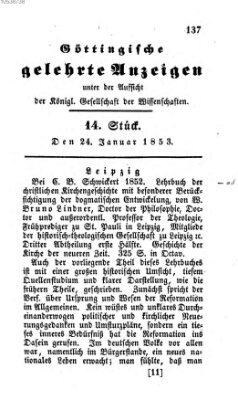 Göttingische gelehrte Anzeigen (Göttingische Zeitungen von gelehrten Sachen) Montag 24. Januar 1853