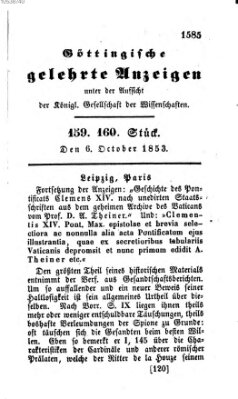 Göttingische gelehrte Anzeigen (Göttingische Zeitungen von gelehrten Sachen) Donnerstag 6. Oktober 1853