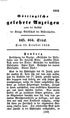 Göttingische gelehrte Anzeigen (Göttingische Zeitungen von gelehrten Sachen) Donnerstag 13. Oktober 1853