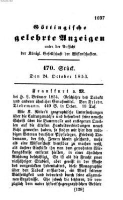 Göttingische gelehrte Anzeigen (Göttingische Zeitungen von gelehrten Sachen) Montag 24. Oktober 1853