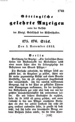 Göttingische gelehrte Anzeigen (Göttingische Zeitungen von gelehrten Sachen) Donnerstag 3. November 1853