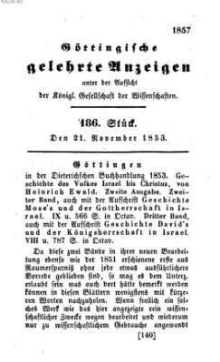 Göttingische gelehrte Anzeigen (Göttingische Zeitungen von gelehrten Sachen) Montag 21. November 1853