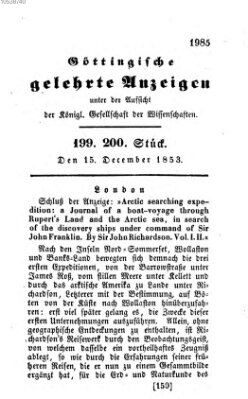 Göttingische gelehrte Anzeigen (Göttingische Zeitungen von gelehrten Sachen) Donnerstag 15. Dezember 1853