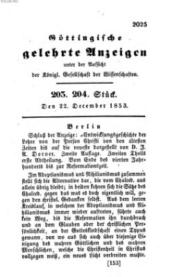 Göttingische gelehrte Anzeigen (Göttingische Zeitungen von gelehrten Sachen) Donnerstag 22. Dezember 1853