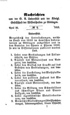 Göttingische gelehrte Anzeigen (Göttingische Zeitungen von gelehrten Sachen) Montag 25. April 1853