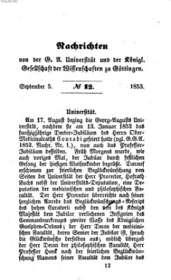 Göttingische gelehrte Anzeigen (Göttingische Zeitungen von gelehrten Sachen) Montag 5. September 1853