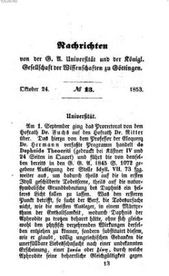 Göttingische gelehrte Anzeigen (Göttingische Zeitungen von gelehrten Sachen) Montag 24. Oktober 1853