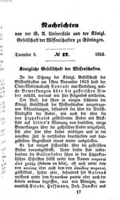 Göttingische gelehrte Anzeigen (Göttingische Zeitungen von gelehrten Sachen) Montag 5. Dezember 1853