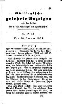 Göttingische gelehrte Anzeigen (Göttingische Zeitungen von gelehrten Sachen) Montag 16. Januar 1854