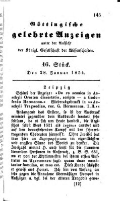 Göttingische gelehrte Anzeigen (Göttingische Zeitungen von gelehrten Sachen) Samstag 28. Januar 1854