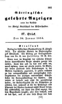 Göttingische gelehrte Anzeigen (Göttingische Zeitungen von gelehrten Sachen) Montag 30. Januar 1854