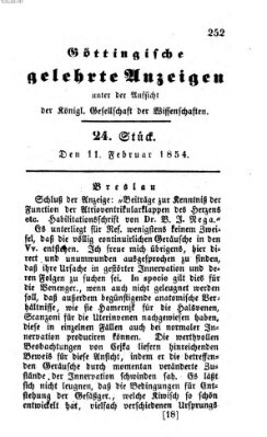 Göttingische gelehrte Anzeigen (Göttingische Zeitungen von gelehrten Sachen) Samstag 11. Februar 1854