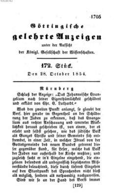 Göttingische gelehrte Anzeigen (Göttingische Zeitungen von gelehrten Sachen) Samstag 28. Oktober 1854