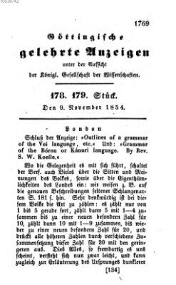 Göttingische gelehrte Anzeigen (Göttingische Zeitungen von gelehrten Sachen) Donnerstag 9. November 1854