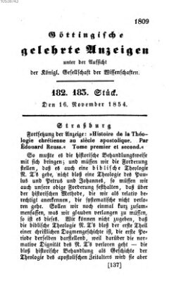 Göttingische gelehrte Anzeigen (Göttingische Zeitungen von gelehrten Sachen) Donnerstag 16. November 1854