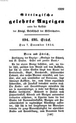 Göttingische gelehrte Anzeigen (Göttingische Zeitungen von gelehrten Sachen) Donnerstag 7. Dezember 1854