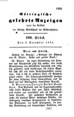 Göttingische gelehrte Anzeigen (Göttingische Zeitungen von gelehrten Sachen) Samstag 9. Dezember 1854