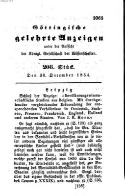 Göttingische gelehrte Anzeigen (Göttingische Zeitungen von gelehrten Sachen) Samstag 30. Dezember 1854