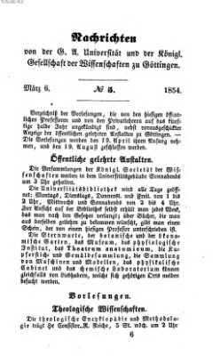 Göttingische gelehrte Anzeigen (Göttingische Zeitungen von gelehrten Sachen) Montag 6. März 1854