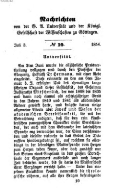 Göttingische gelehrte Anzeigen (Göttingische Zeitungen von gelehrten Sachen) Montag 3. Juli 1854