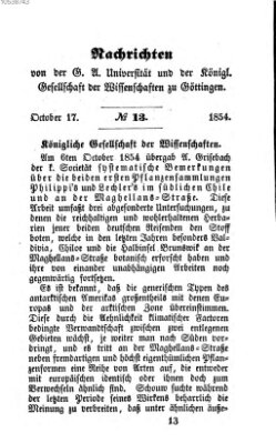 Göttingische gelehrte Anzeigen (Göttingische Zeitungen von gelehrten Sachen) Dienstag 17. Oktober 1854