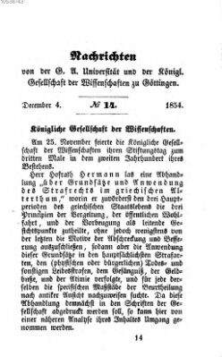 Göttingische gelehrte Anzeigen (Göttingische Zeitungen von gelehrten Sachen) Montag 4. Dezember 1854