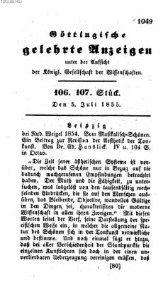 Göttingische gelehrte Anzeigen (Göttingische Zeitungen von gelehrten Sachen) Donnerstag 5. Juli 1855