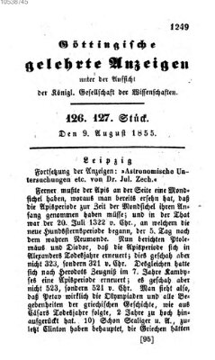 Göttingische gelehrte Anzeigen (Göttingische Zeitungen von gelehrten Sachen) Donnerstag 9. August 1855