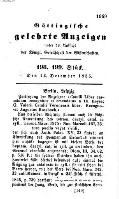 Göttingische gelehrte Anzeigen (Göttingische Zeitungen von gelehrten Sachen) Donnerstag 13. Dezember 1855