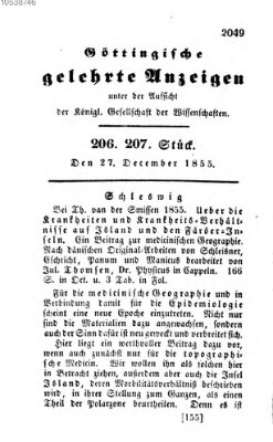 Göttingische gelehrte Anzeigen (Göttingische Zeitungen von gelehrten Sachen) Donnerstag 27. Dezember 1855